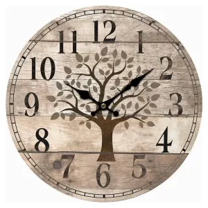 Dřevěné nástěnné hodiny Old tree, pr. 34 cm