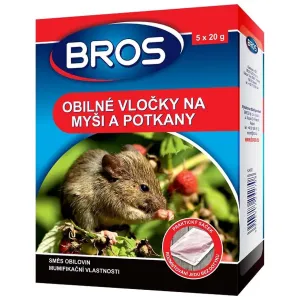 BROS Rodenticid - obilné vločky na myši a potkany, 5 x 20 g