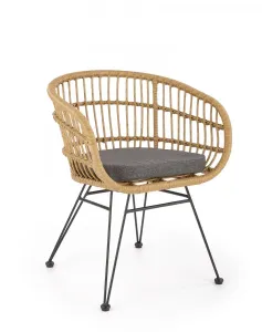 Židle K456 ratan/tkanina/kov natural/popelavě šedá