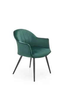 Židle K468 látka velvet/kov tmavě zelená