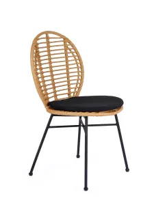 Židle K472 tkanina/ratan/kov natural/černá