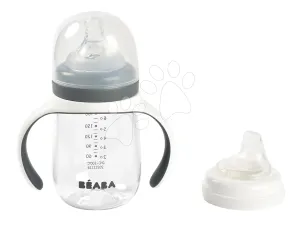 Láhev Bidon na učení pití 2in1 Training Bottle Beaba Mineral Grey 210 ml šedá od 4 měsíců
