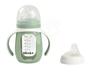 Láhev Bidon na učení pití 2in1 Training Bottle Beaba Sage Green 210 ml se silikonovým obalem zelená od 4 měsíců