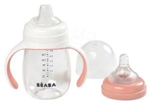 Láhev Bidon na učení pití Beaba Learning Cup 2in1 Pink 210 ml s brčkem růžová od 4 měsíců
