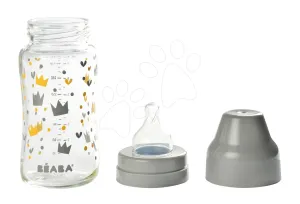 Beaba kojenecká skleněná láhev Crown 240 ml se širokým hrdlem 911653 šedá