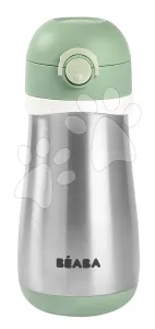 Láhev Bidon s dvojitými stěnami Stainless Steel Bottle Beaba Sage Green 350 ml z nerezavějící oceli zelená od 18 měsíců