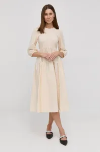 Bavlněné šaty Beatrice B krémová barva, midi