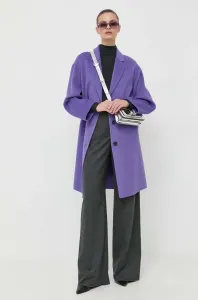 Vlněný kabát Beatrice B fialová barva, přechodný, oversize #5970321