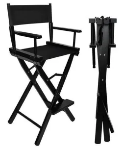 Beautylushh 9917 Dřevěná skládací kosmetická židle, černá