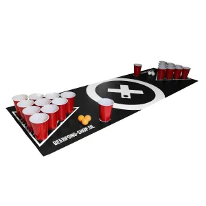 BeerCup Baseliner, podložka s herní plochou na beer pong, audio, držadla, držák na míčky, 6 míčků