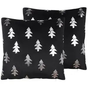 BELIANI, Sada 2 dekorativních polštářů s vánočním motivem 45 x 45 cm černých CUPID, 298314