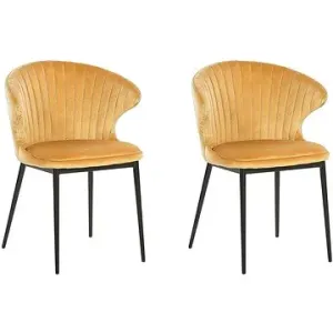 Sada 2 jídelních sametových židlí AUGUSTA žlutá, 198126