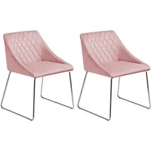 Sada 2 růžových sametových židlí do jídelny ARCATA, 124343