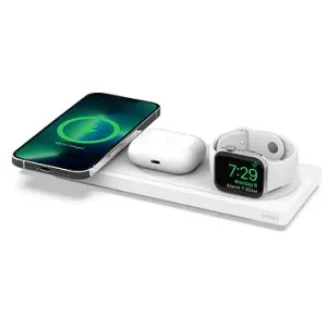 Belkin BOOST CHARGE PRO MagSafe 3v1 Bezdrátová nabíjecí podložka pro iPhone/Apple Watch/AirPods, bíl