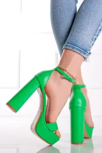 Zelené sandály na hrubém podpatku Coraly #4059378