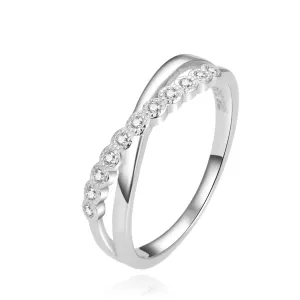 Beneto Blýštivý stříbrný prsten se zirkony AGG433 58 mm