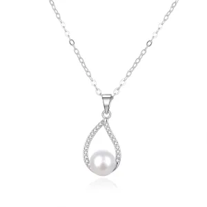 Beneto Elegantní stříbrný náhrdelník s pravou perlou AGS984/47P