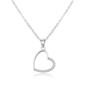Beneto Něžný stříbrný náhrdelník se srdíčkem AGS977/47