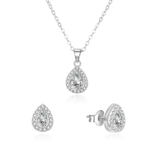 Beneto Oslnivá souprava šperků se zirkony AGSET188R (náhrdelník, náušnice)