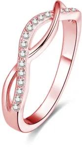 Beneto Růžově pozlacený stříbrný prsten s krystaly AGG191 56 mm