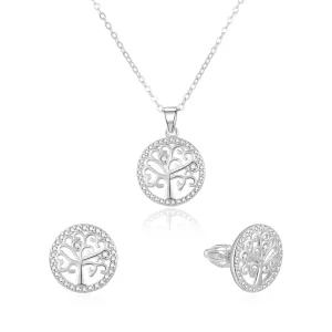 Beneto Stříbrná souprava šperků strom života AGSET213R (náhrdelník, náušnice s puzetkou)