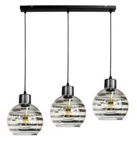 Berge LED závěsné stropní svítidlo 3xE27 GLASS BALL stripes black P0009-3XK013