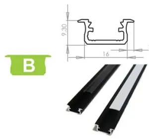 LEDLabs Hliníkový profil LUMINES B zápustný 1m pro LED pásky, černý