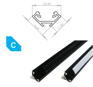 LEDLabs Hliníkový profil LUMINES C 2m pro LED pásky, eloxovaný černý