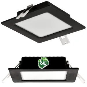 Berge Čtvercový LED panel černý - zapuštěný - 6W - PC - neutrální bílá BPC009