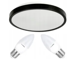 Berge Stropní LED svítidlo LARI-R BLACK - 2xE27 IP20 + 2x E27 10W svíčka - teplá bílá 8360-2XEP0103