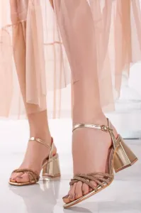 Zlaté sandály na hrubém podpatku Felicia #3656761