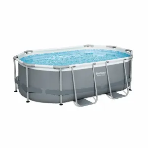 Nadzemní bazén Power Steel Oval šedý, kartušová filtrace, 3,05m x 2,00m x 84cm