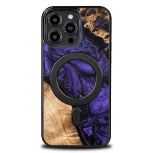 MagSafe Bewood Unique Violet pouzdro ze dřeva a pryskyřice pro iPhone 14 Pro Max - fialové a černé