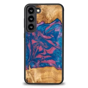 Pouzdro Bewood Unique Vegas ze dřeva a pryskyřice pro Samsung Galaxy S23 Plus - růžové a modré