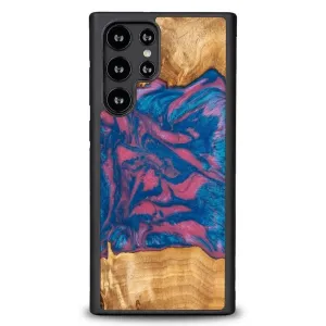 Pouzdro ze dřeva a pryskyřice pro Samsung Galaxy S22 Ultra Bewood Unique Vegas - růžové a modré