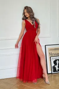 Červené dlouhé šaty Camille #4342231
