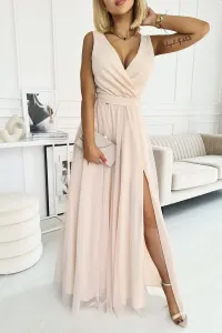 Světle růžové maxi šaty Camille #4342365