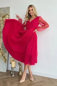 Tmavě růžové tylové midi šaty Sheila #5631182