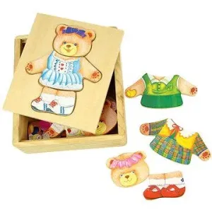Dřevěné oblékací puzzle v krabičce - Paní Medvědice