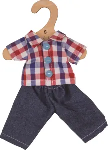 Bigjigs Toys Sada kostkované košile a riflí pro panenky SOFT 28 cm vícebarevná