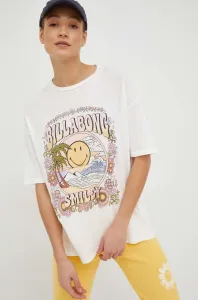 Bavlněné tričko Billabong X SMILEY bílá barva