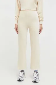 Kalhoty Billabong dámské, béžová barva, jednoduché, high waist