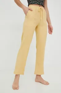 Kalhoty Billabong dámské, žlutá barva, jednoduché, high waist