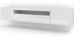 Televizní stolek AURA 200 cm univerzální bílý lesk / bílý mat