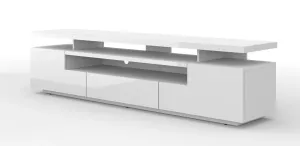BIM Televizní stolek EVA 195 cm bílý mat, bílý lesk