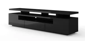 BIM Televizní stolek EVA 195 cm černý mat, černý lesk