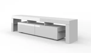 BIM Televizní stolek RTV 190 cm bílý mat, bílý lesk