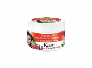 Bione Cosmetics Hloubkově regenerační maska na poškozené vlasy Keratin + Ricinový olej 260 ml