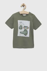 Bavlněné dětské tričko Birba&Trybeyond zelená barva, s aplikací