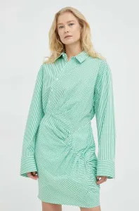 Bavlněné šaty Herskind zelená barva, mini